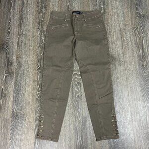 Peruvian Connection Mid Rise Tan Moto Braxton Ankle Trouser Pant Size 6